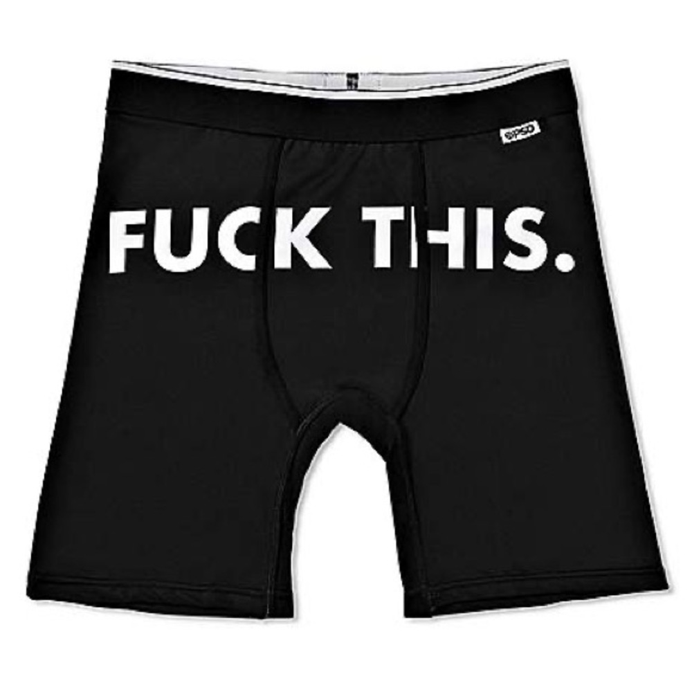 PSD Black Boxer Briefs with Bold White Text